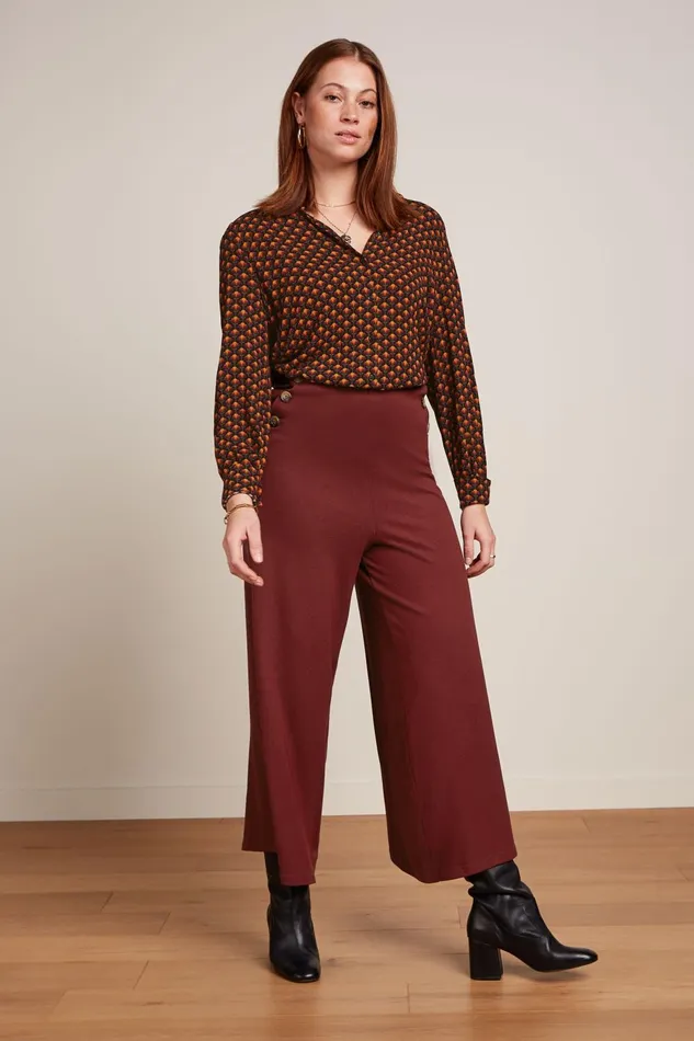 Trousers Women King Louie Pia Culotte Milano Uni Beet Red 8211 Milano Uni