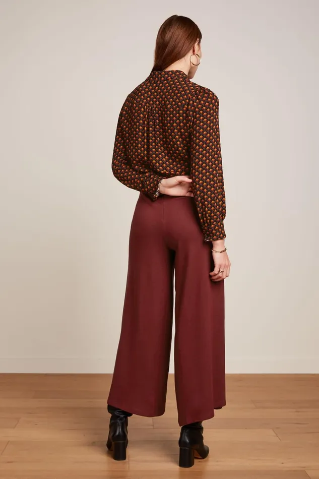 Trousers Women King Louie Pia Culotte Milano Uni Beet Red 8211 Milano Uni