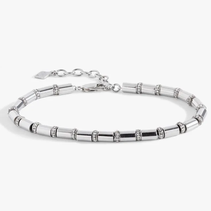 Tube Bead And Crystal Chain Bracelet Stainless Steel Silver Women Alex And Ani Bracelets Tube Bead And Crystal Chain Bracelet Stainless Steel Silver Women Alex And Ani Bracelets
