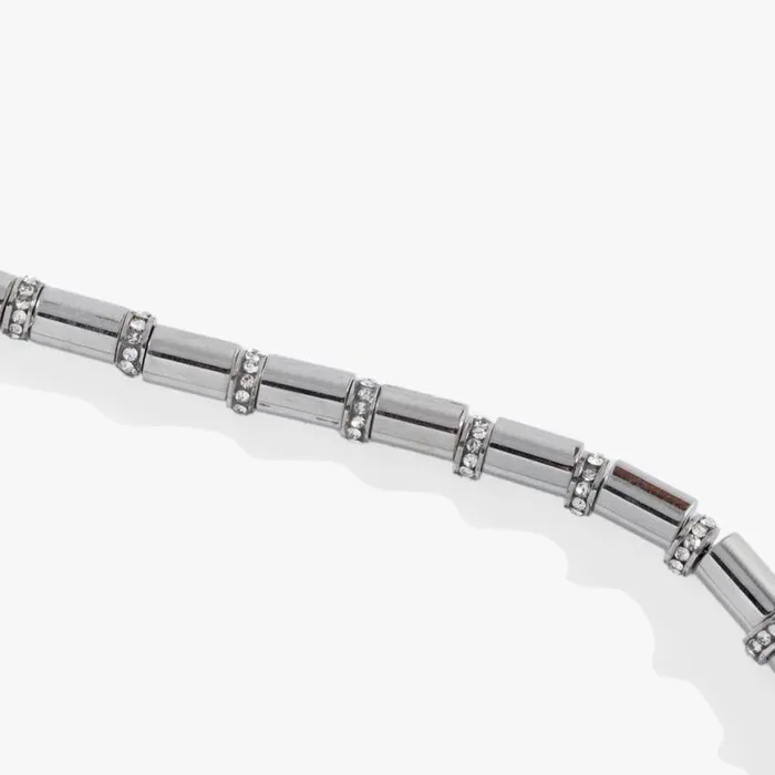 Tube Bead And Crystal Chain Bracelet Stainless Steel Silver Women Alex And Ani Bracelets Tube Bead And Crystal Chain Bracelet Stainless Steel Silver Women Alex And Ani Bracelets