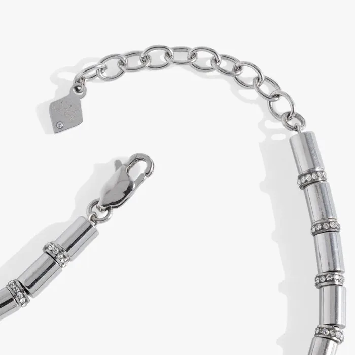 Tube Bead And Crystal Chain Bracelet Stainless Steel Silver Women Alex And Ani Bracelets Tube Bead And Crystal Chain Bracelet Stainless Steel Silver Women Alex And Ani Bracelets