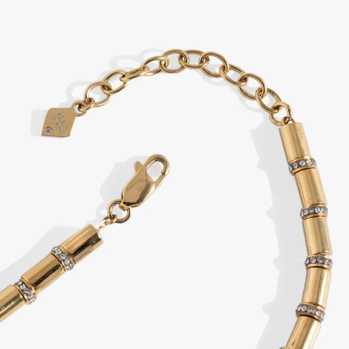 Tube Bead And Crystal Chain Bracelet Stainless Steel Silver Women Alex And Ani Bracelets Tube Bead And Crystal Chain Bracelet Stainless Steel Silver Women Alex And Ani Bracelets