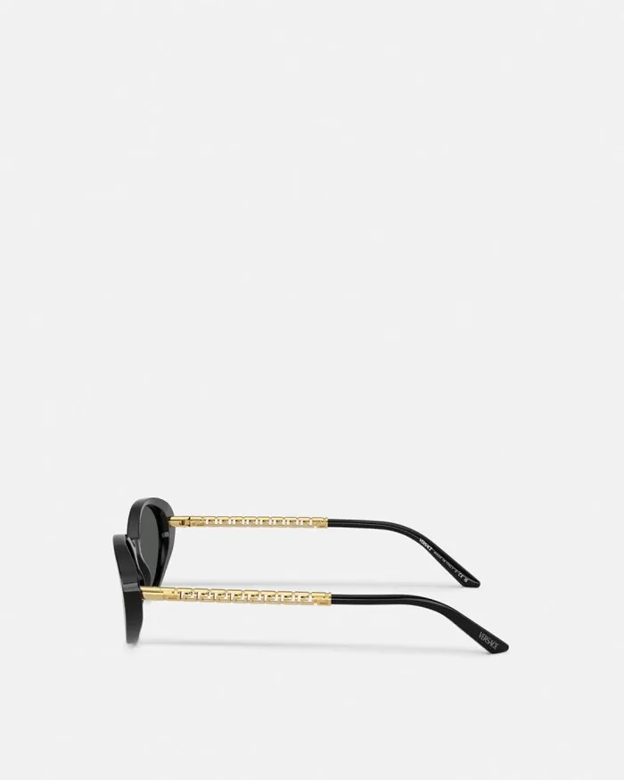 Tubular Greca Oval Sunglasses Blackgold Women Versace Sunglasses