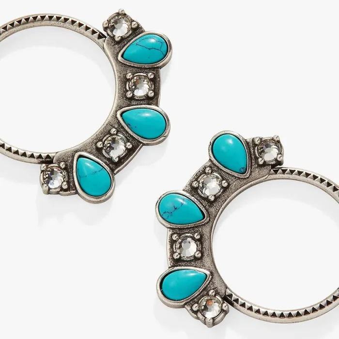 Turquoise And Crystal Hoop Earrings Silver Women Alex And Ani Earrings