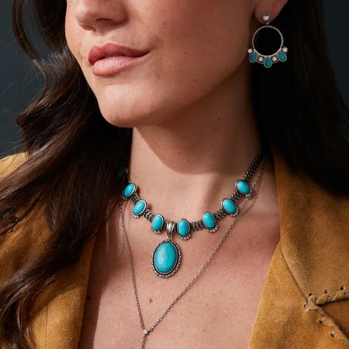 Turquoise And Crystal Hoop Earrings Silver Women Alex And Ani Earrings