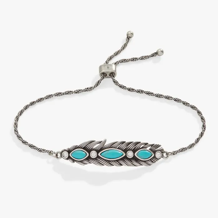 Turquoise Feather Bolo Bracelet Silver Women Alex And Ani Faith Hope