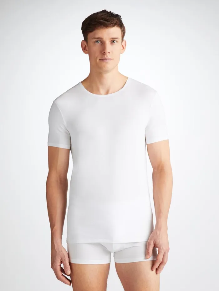 Underwear TShirts Men Derek Rose Underwear TShirt Alex Micro Modal Stretch White Underwear TShirts Men Derek Rose Underwear TShirt Alex Micro Modal Stretch White