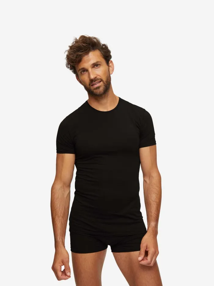 Underwear TShirts Men Derek Rose Underwear TShirt Jack Pima Cotton Stretch Black Underwear TShirts Men Derek Rose Underwear TShirt Jack Pima Cotton Stretch Black