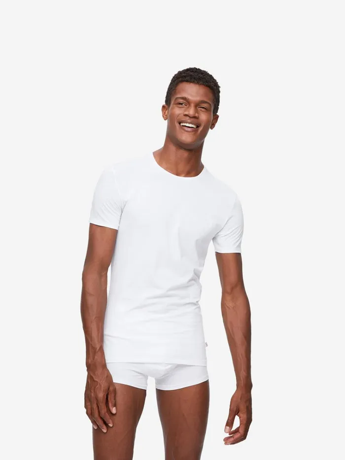 Underwear TShirts Men Derek Rose Underwear TShirt Jack Pima Cotton Stretch White Underwear TShirts Men Derek Rose Underwear TShirt Jack Pima Cotton Stretch White
