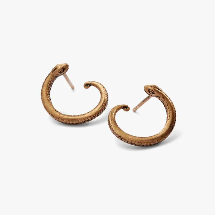 Untamed Snake Hoop Earrings Antique Gold Women Alex And Ani Earrings