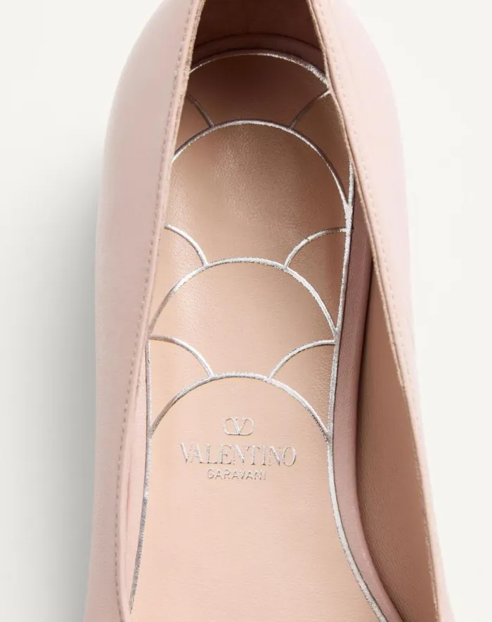 Valentino Ballerinas Woman Maryjane Preshoes Ballerina In Kidskin With Jewel Button 20mm For Woman In Ivorycrystalturquoise Ivorycrystalturquoise