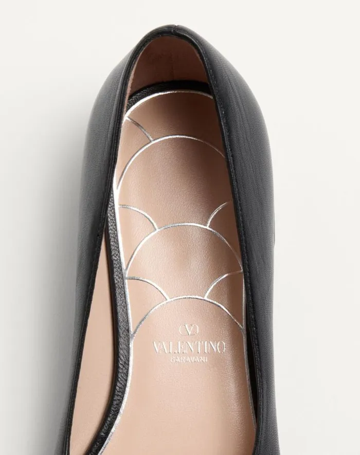Valentino Ballerinas Woman Maryjane Preshoes Ballerina In Kidskin With Jewel Button 20mm For Woman In Ivorycrystalturquoise Ivorycrystalturquoise