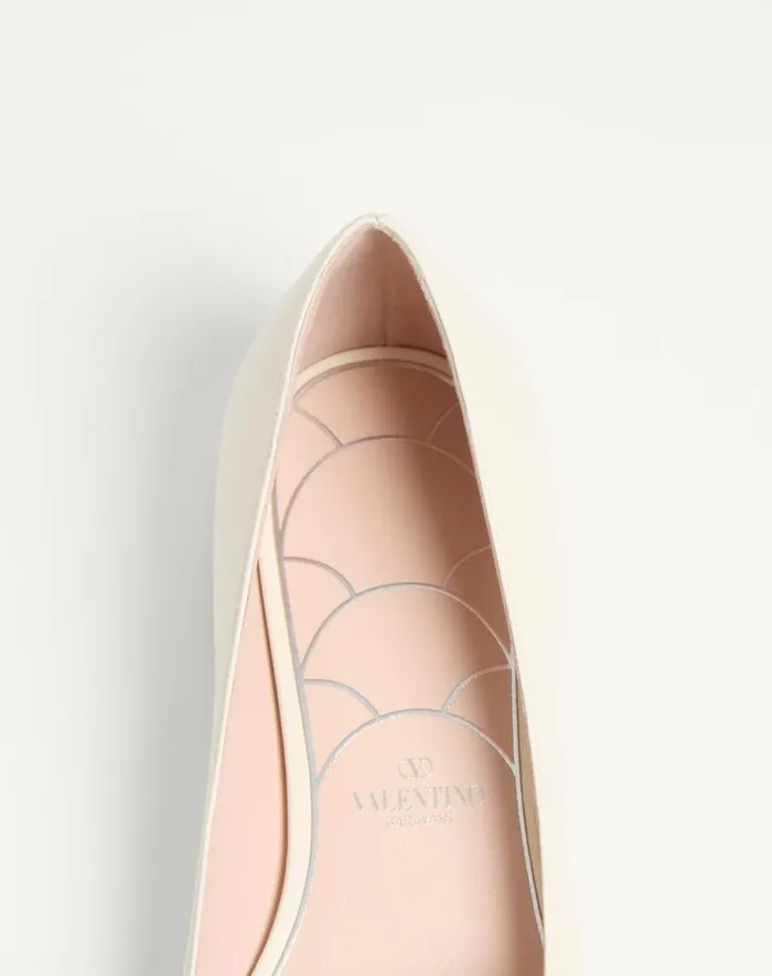 Valentino Ballerinas Woman Maryjane Preshoes Ballerina In Kidskin With Jewel Button 20mm For Woman In Ivorycrystalturquoise Ivorycrystalturquoise
