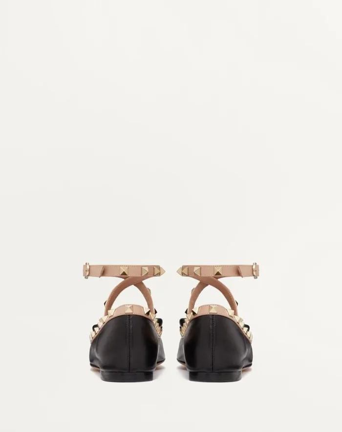 Valentino Ballerinas Woman Rockstud Ballerina In Nappa Leather For Woman In Black Black Valentino Ballerinas Woman Rockstud Ballerina In Nappa Leather For Woman In Black Black
