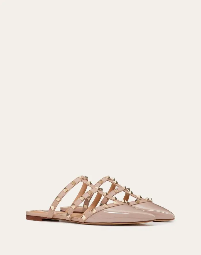 Valentino Ballerinas Woman Rockstud Patentleather Mule For Woman In Poudre Poudre Valentino Ballerinas Woman Rockstud Patentleather Mule For Woman In Poudre Poudre