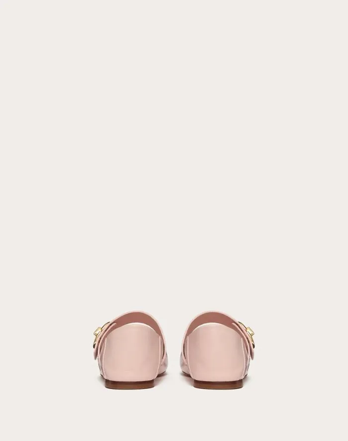 Valentino Ballerinas Woman Vlogo Locker Maryjane Ballerina In Naplack For Woman In Rose Quartz Rose Quartz
