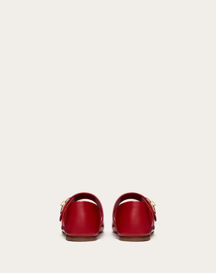 Valentino Ballerinas Woman Vlogo Locker Maryjane Ballerina In Naplack For Woman In Rose Quartz Rose Quartz