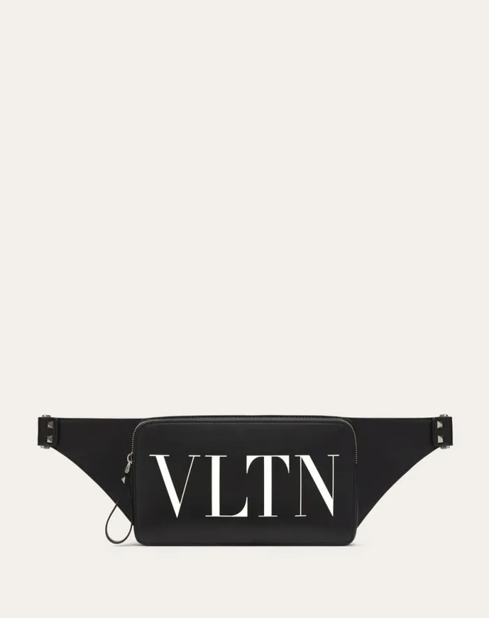 Valentino Belt Bags Man Leather Vltn Belt Bag For Man In Blackwhite Blackwhite