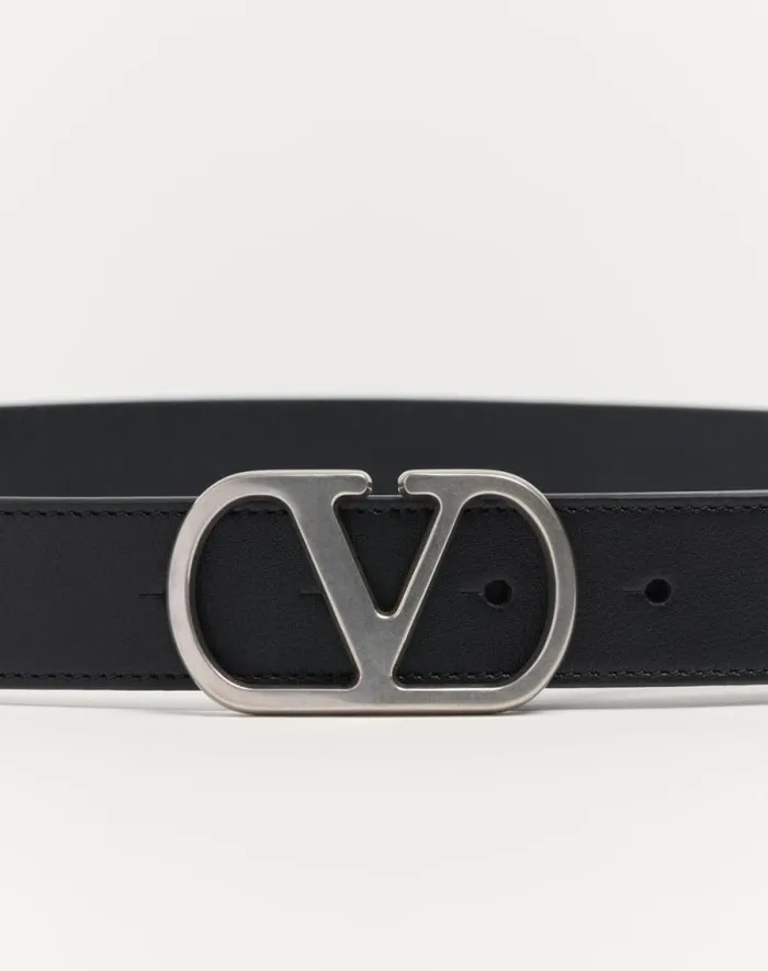 Valentino Belts Man Vlogo Signature Belt In Shiny Calfskin 30 Mm For Man In Black Black Valentino Belts Man Vlogo Signature Belt In Shiny Calfskin 30 Mm For Man In Black Black