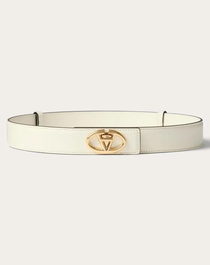 Valentino Belts Woman The Bold Edition Vlogo Calfskin Belt 30 Mm For Woman In Ivory Ivory Valentino Belts Woman The Bold Edition Vlogo Calfskin Belt 30 Mm For Woman In Ivory Ivory