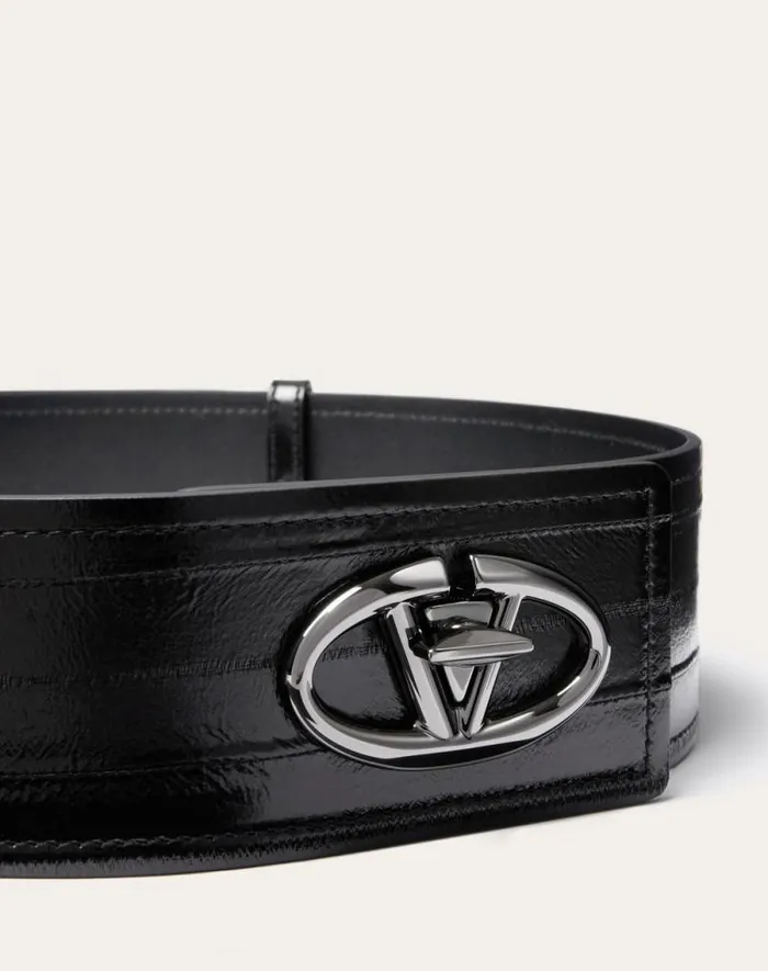 Valentino Belts Woman The Bold Edition Vlogo Eel Belt 60 Mm For Woman In Black Black