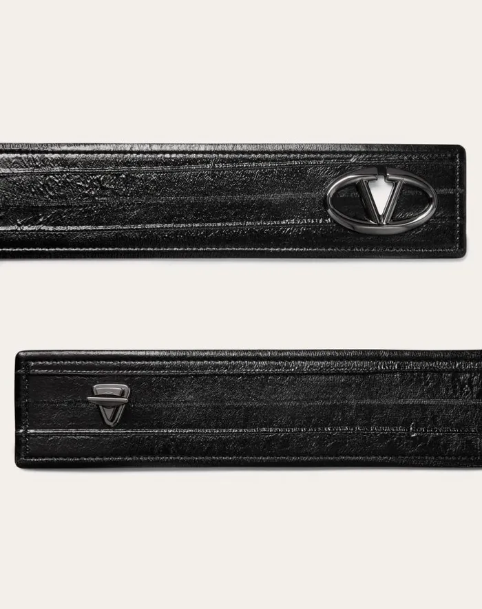 Valentino Belts Woman The Bold Edition Vlogo Eel Belt 60 Mm For Woman In Black Black