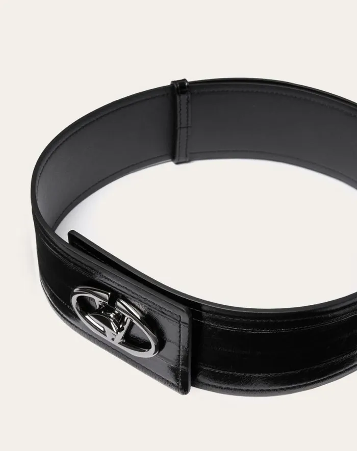 Valentino Belts Woman The Bold Edition Vlogo Eel Belt 60 Mm For Woman In Black Black