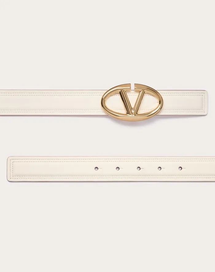 Valentino Belts Woman The Bold Edition Vlogo Shiny Calfskin Belt 30 Mm For Woman In Brownpink Brownpink