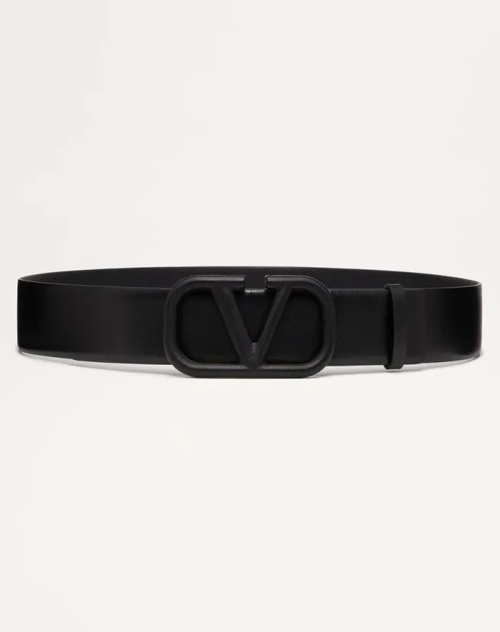 Valentino Belts Woman Vlogo Signature Belt In Glossy Calfskin 40mm For Woman In Black Black Valentino Belts Woman Vlogo Signature Belt In Glossy Calfskin 40mm For Woman In Black Black