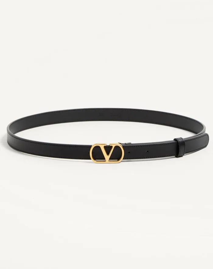 Valentino Belts Woman Vlogo Signature Belt In Shiny Calfskin 20 Mm For Woman In Black Black