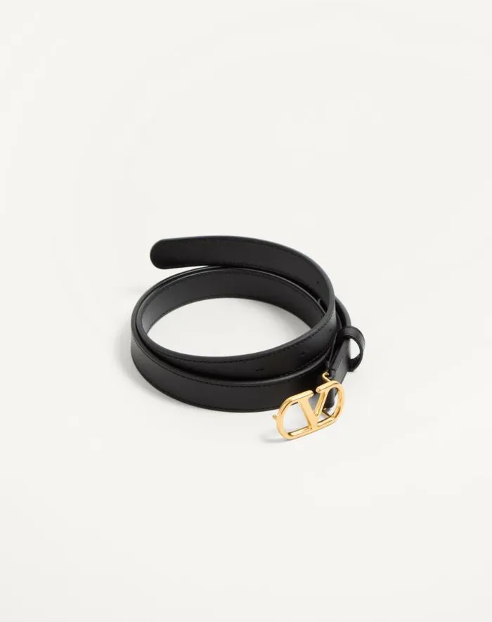 Valentino Belts Woman Vlogo Signature Belt In Shiny Calfskin 20 Mm For Woman In Black Black