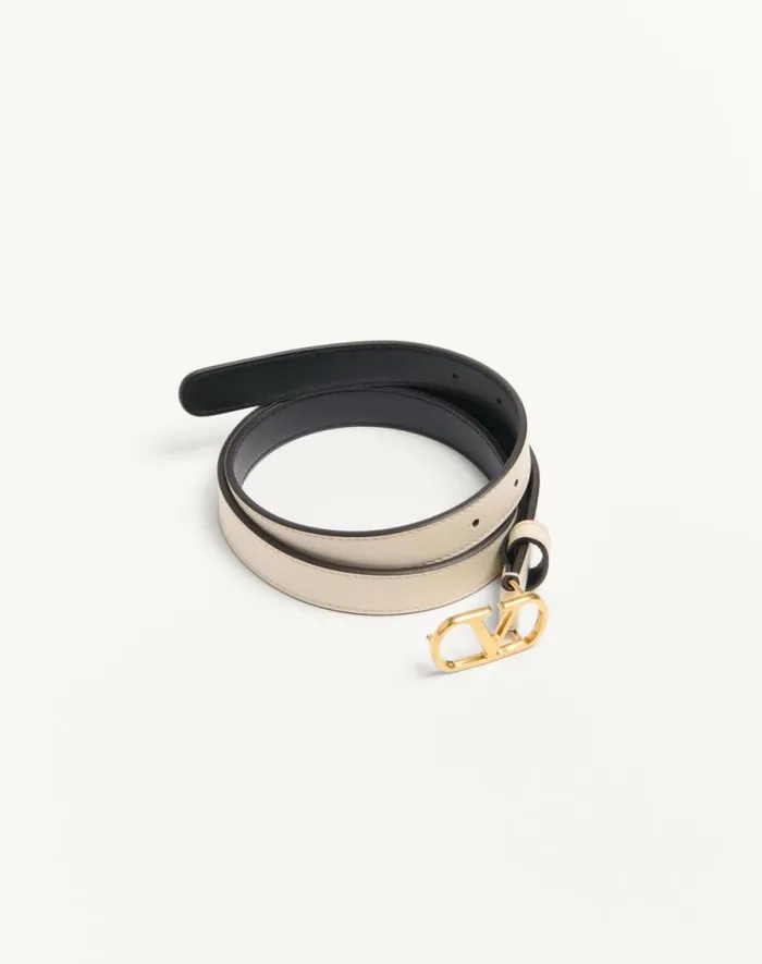 Valentino Belts Woman Vlogo Signature Belt In Shiny Calfskin 20 Mm For Woman In Black Black