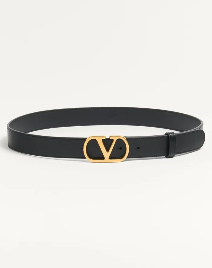 Valentino Belts Woman Vlogo Signature Belt In Shiny Calfskin 30 Mm For Woman In Black Black