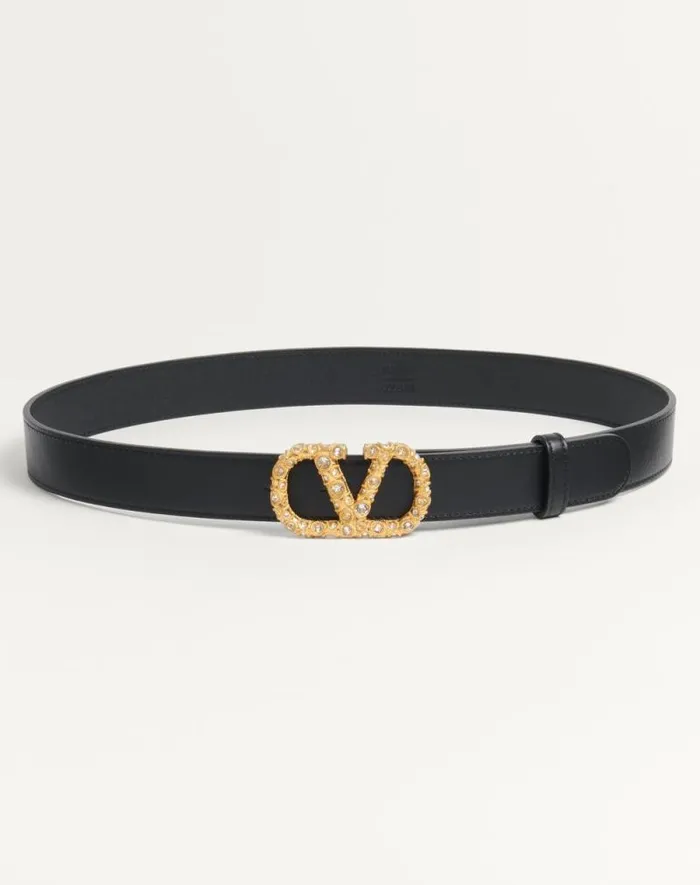 Valentino Belts Woman Vlogo Signature Belt In Shiny Calfskin With Crystals 30 Mm For Woman In Ivorycrystal Ivorycrystal Valentino Belts Woman Vlogo Signature Belt In Shiny Calfskin With Crystals 30 Mm For Woman In Ivorycrystal Ivorycrystal