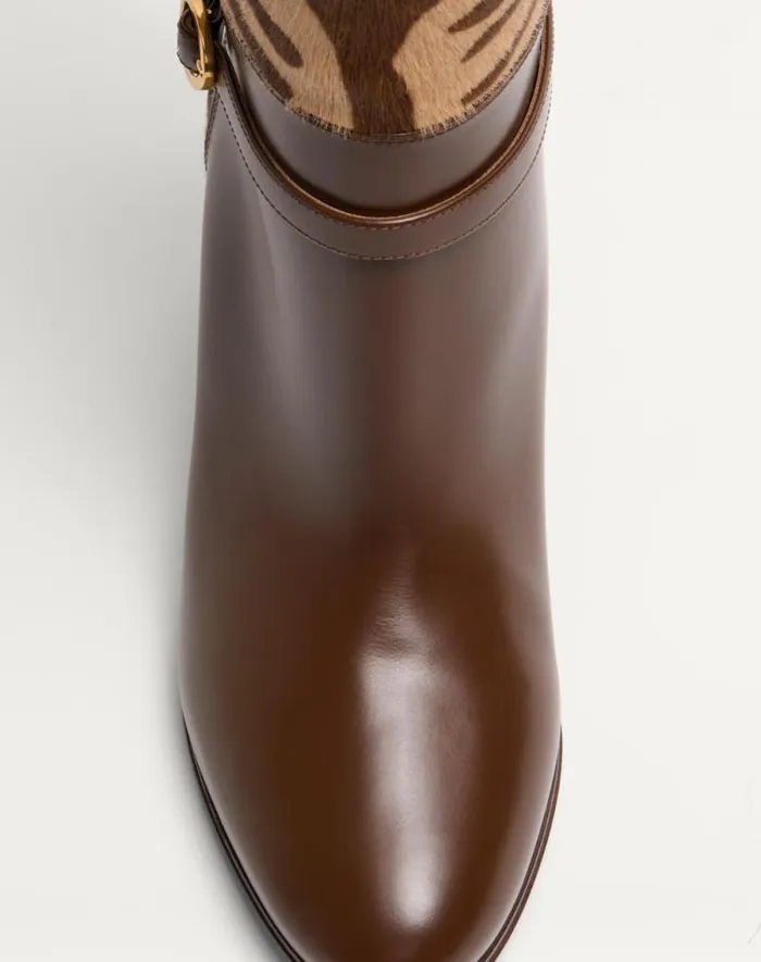 Valentino Boots Woman Pattie Boot In Ponyeffect Calfskin 75mm For Woman In Beige Beige