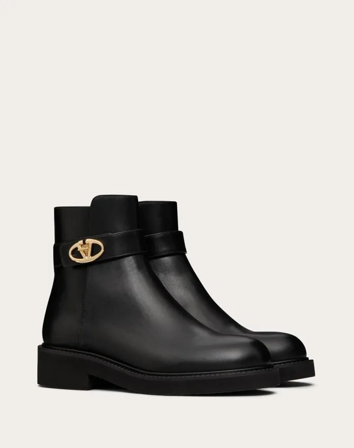 Valentino Boots Woman Vlogo Locker Calfskin Ankle Boot 40mm For Woman In Black Black