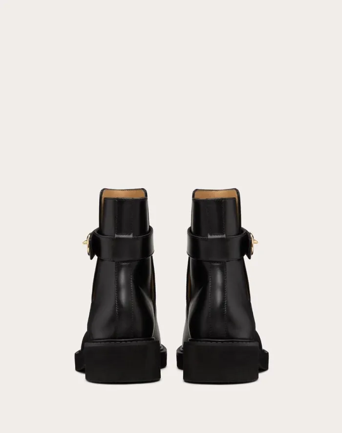 Valentino Boots Woman Vlogo Locker Calfskin Ankle Boot 40mm For Woman In Black Black