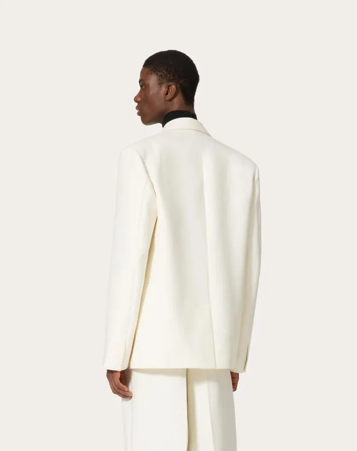 Valentino Coats And Blazers Man Doublebreasted Wool Jacket For Man In Ivory Ivory Valentino Coats And Blazers Man Doublebreasted Wool Jacket For Man In Ivory Ivory