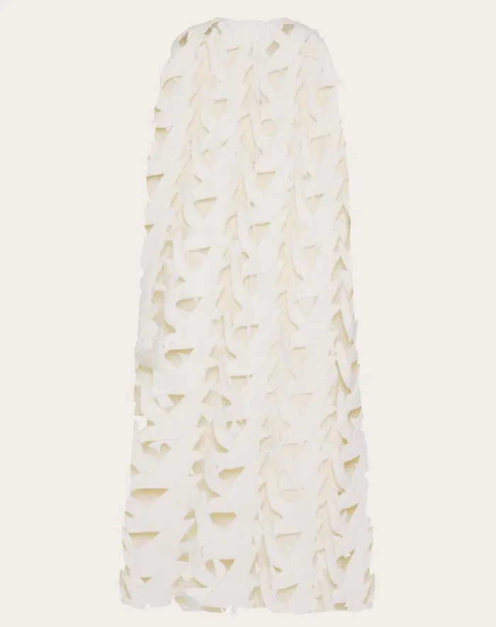Valentino Coats And Outerwear Woman Embroidered Compact Drap Cape For Woman In Ivory Ivory