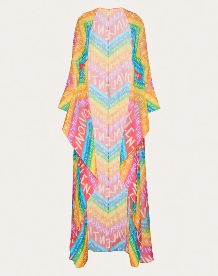 Valentino Coats And Outerwear Woman Valentino Chevron 24 Muslin Cape For Woman In Multicolor Multicolor Valentino Coats And Outerwear Woman Valentino Chevron 24 Muslin Cape For Woman In Multicolor Multicolor