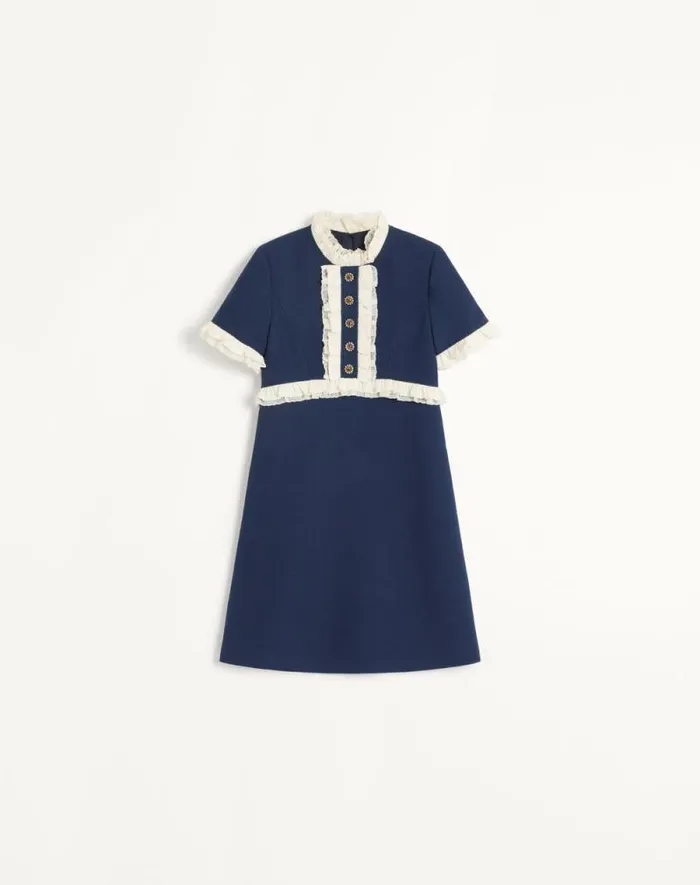 Valentino Dresses Woman Crepe Couture Short Dress For Woman In Indigoivory Indigoivory