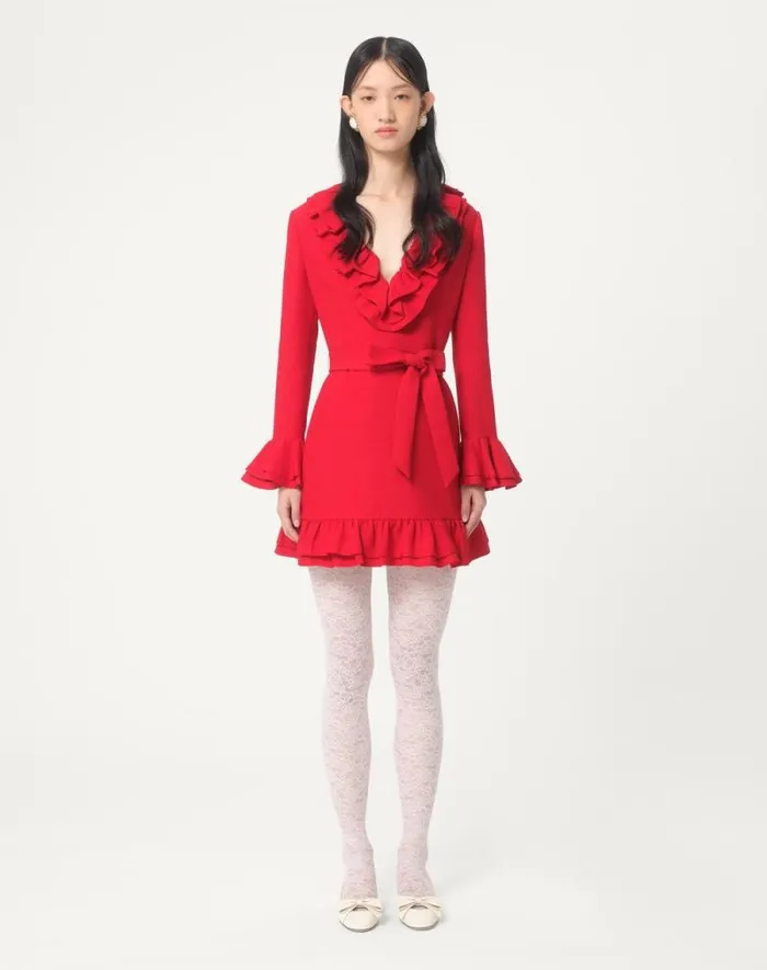 Valentino Dresses Woman Crepe Couture Short Dress For Woman In Violet Violet Valentino Dresses Woman Crepe Couture Short Dress For Woman In Violet Violet