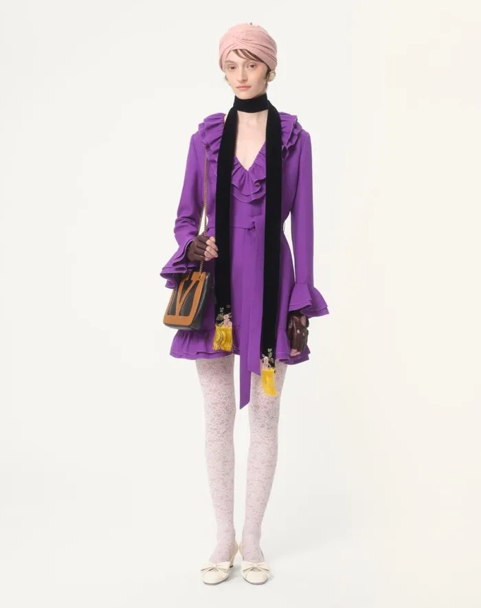 Valentino Dresses Woman Crepe Couture Short Dress For Woman In Violet Violet Valentino Dresses Woman Crepe Couture Short Dress For Woman In Violet Violet