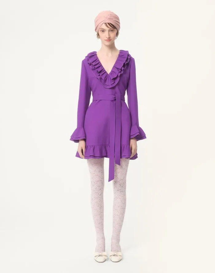 Valentino Dresses Woman Crepe Couture Short Dress For Woman In Violet Violet Valentino Dresses Woman Crepe Couture Short Dress For Woman In Violet Violet