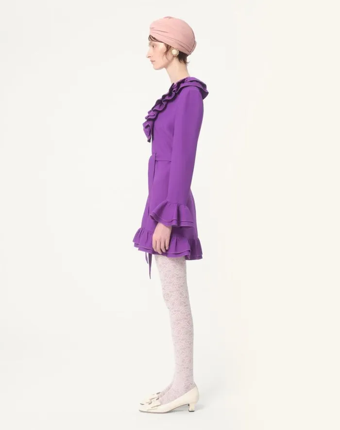 Valentino Dresses Woman Crepe Couture Short Dress For Woman In Violet Violet Valentino Dresses Woman Crepe Couture Short Dress For Woman In Violet Violet