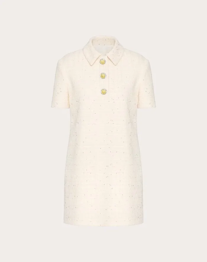 Valentino Dresses Woman Delicate Tweed Short Dress For Woman In Natural Natural