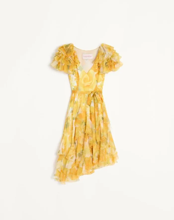 Valentino Dresses Woman Dress In Chiffon Rose Gialle Papier Floral For Woman In Yellow Multicolor Yellow Multicolor Valentino Dresses Woman Dress In Chiffon Rose Gialle Papier Floral For Woman In Yellow Multicolor Yellow Multicolor