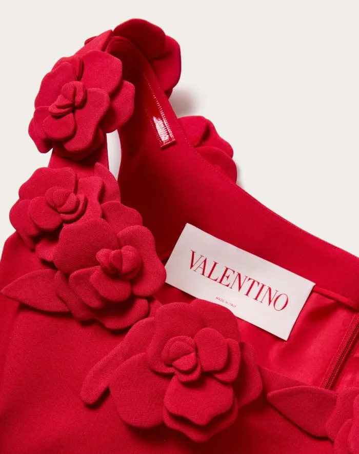 Valentino Dresses Woman Embroidered Crepe Couture Dress For Woman In Red Red Valentino Dresses Woman Embroidered Crepe Couture Dress For Woman In Red Red