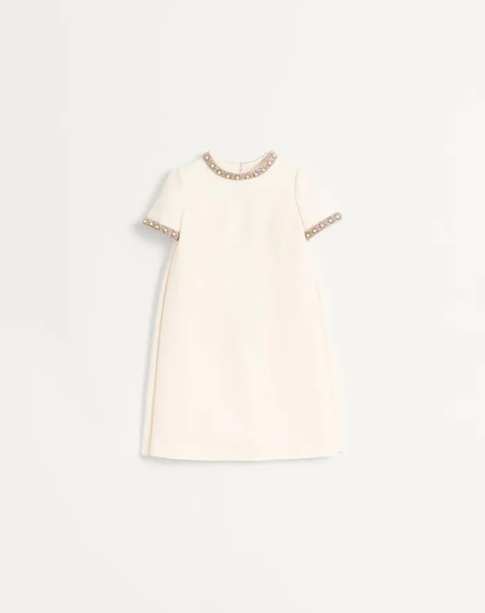 Valentino Dresses Woman Embroidered Crepe Couture Short Dress For Woman In Light Pinkmulticolour Light Pinkmulticolour