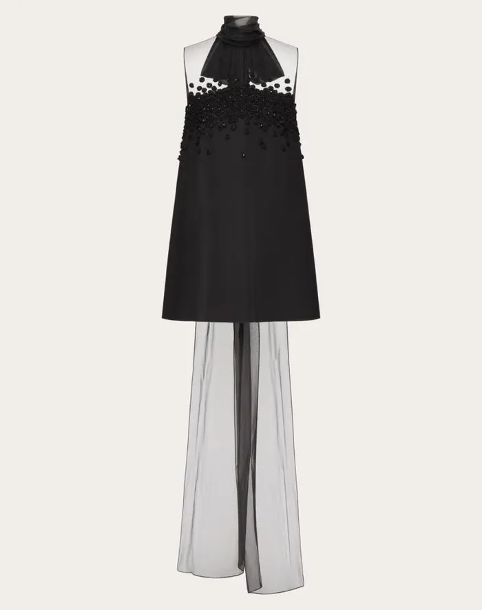 Valentino Dresses Woman Embroidered Structured Couture Short Dress For Woman In Black Black